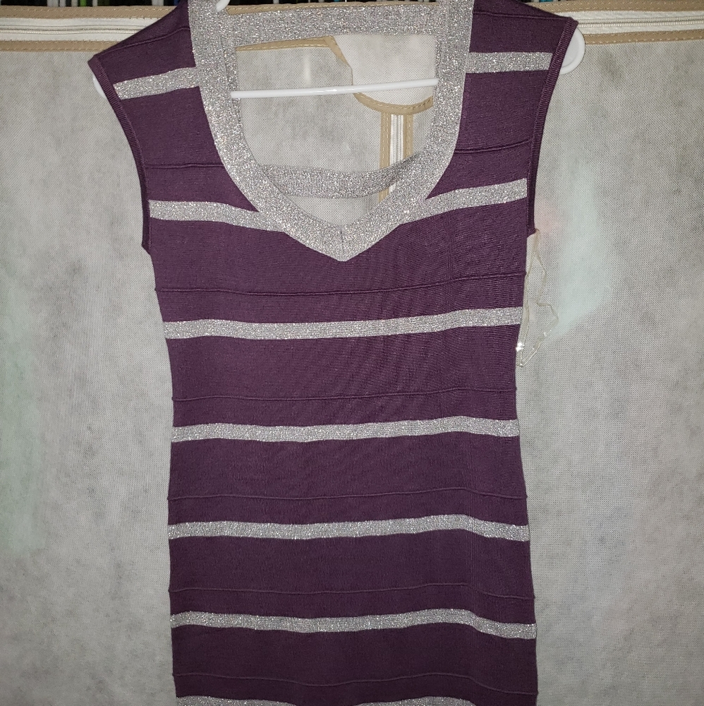 Plum and sliver bandage dress